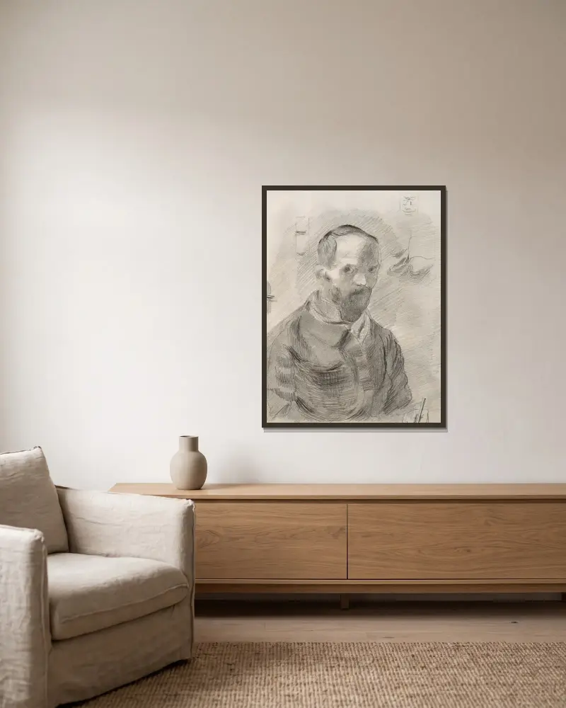 Selbstporträt von Otto Meyer-Amden gerahmt an einer Wand