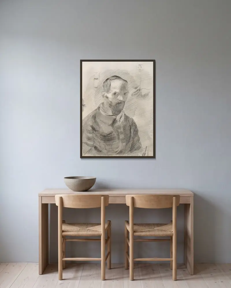 Selbstporträt von Otto Meyer-Amden gerahmt an einer Wand