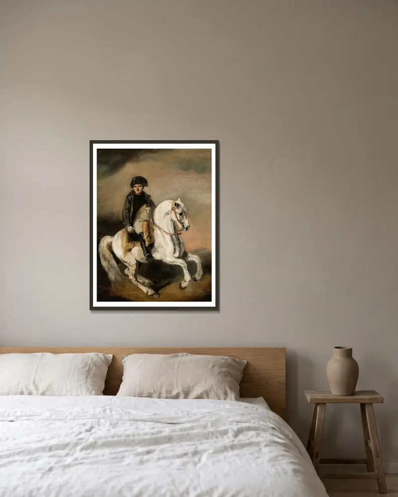 Napoleon zu Pferde, 1846 von Piotr Michałowski gerahmt an einer Wand