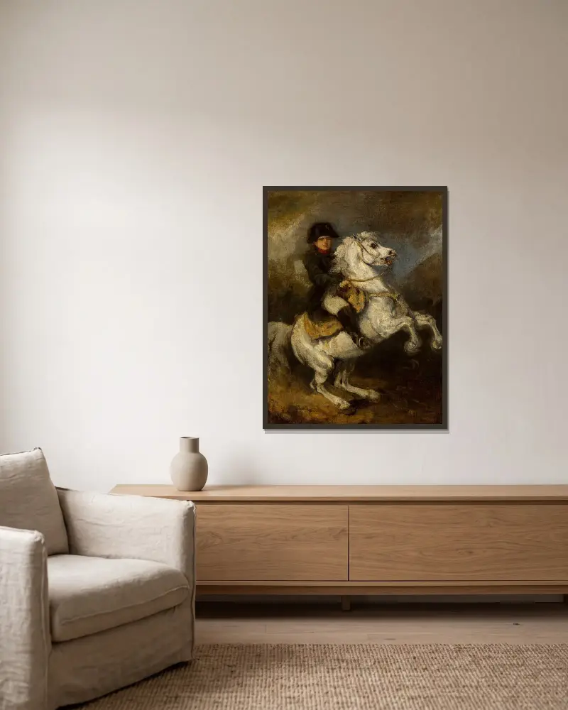Napoleon zu Pferde, 1835 von Piotr Michałowski gerahmt an einer Wand