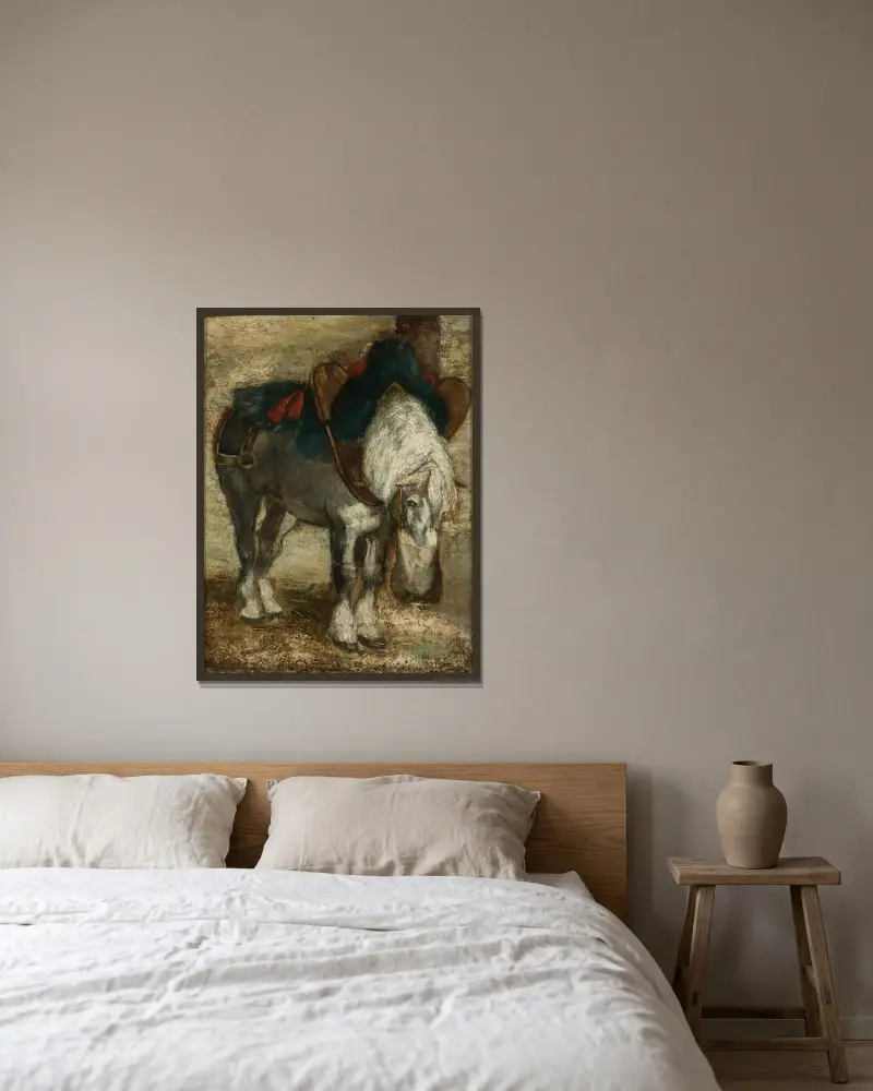 Percheronský kůň v postroji, Piotr Michałowski v rámu na stěně
