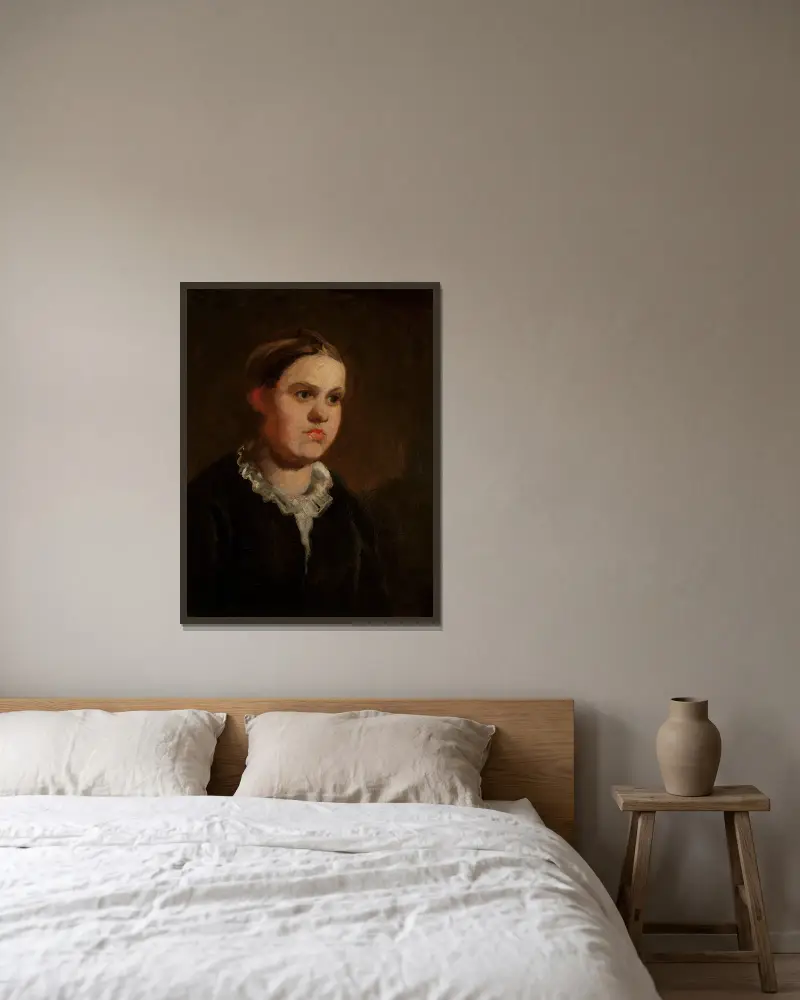 Portrait of a girl av Piotr Michałowski inramad på en vägg