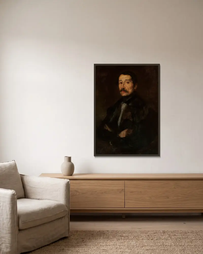 Portrait of Eustachy Wąsowicz av Piotr Michałowski inramad på en vägg