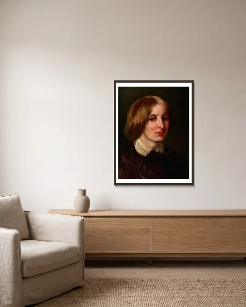 Portrait of Józefa Ostrowska av Piotr Michałowski inramad på en vägg