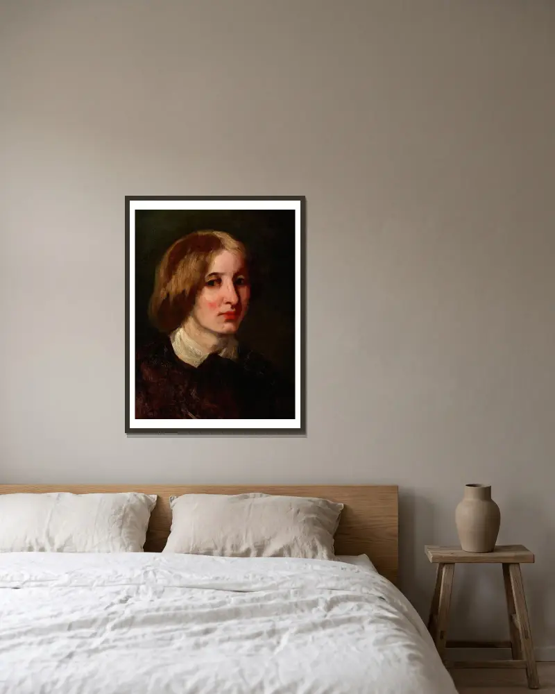 Portrait of Józefa Ostrowska av Piotr Michałowski inramad på en vägg