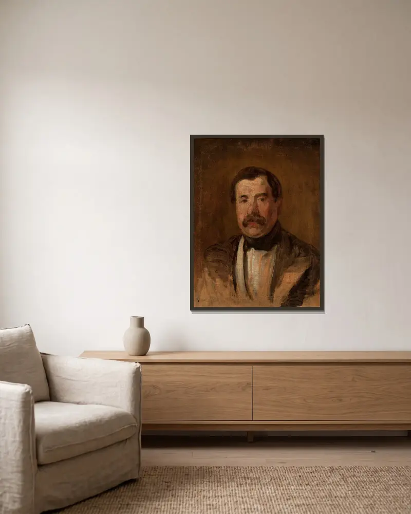 Portrait of Maksymilian Oborski av Piotr Michałowski inramad på en vägg