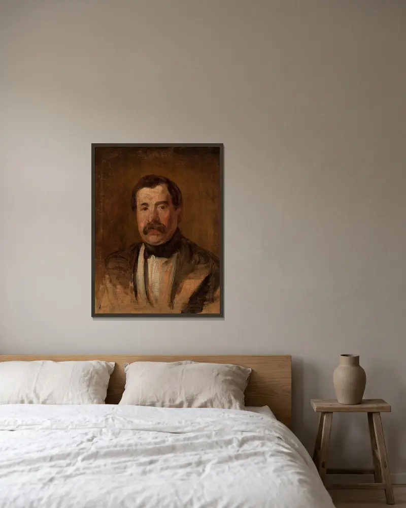 Portrait of Maksymilian Oborski av Piotr Michałowski inramad på en vägg
