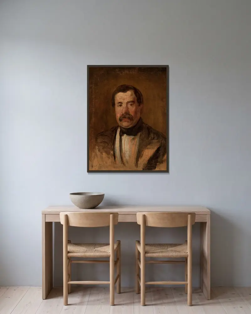 Portrait of Maksymilian Oborski av Piotr Michałowski inramad på en vägg