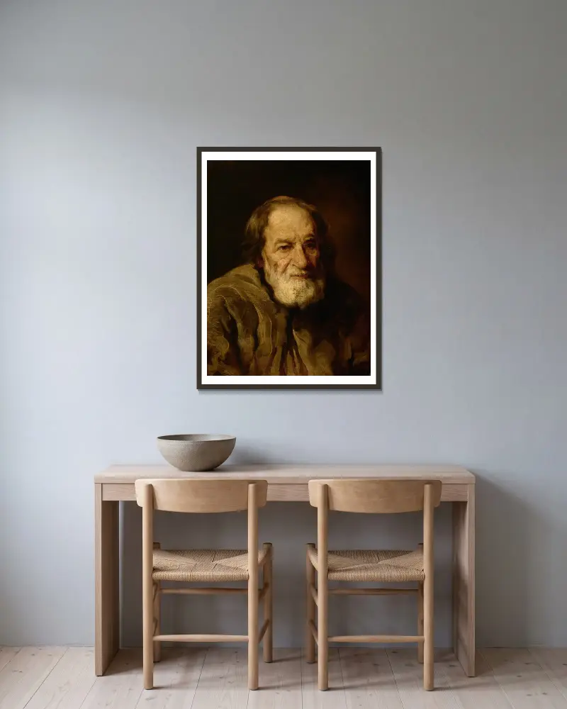 Study of an Old Peasant av Piotr Michałowski inramad på en vägg