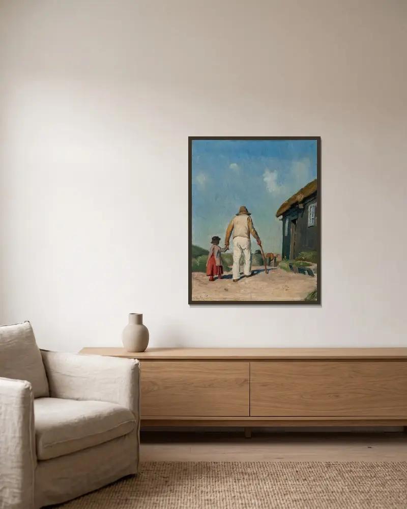 Blind Christian. Studie av Michael Ancher inramad på en vägg