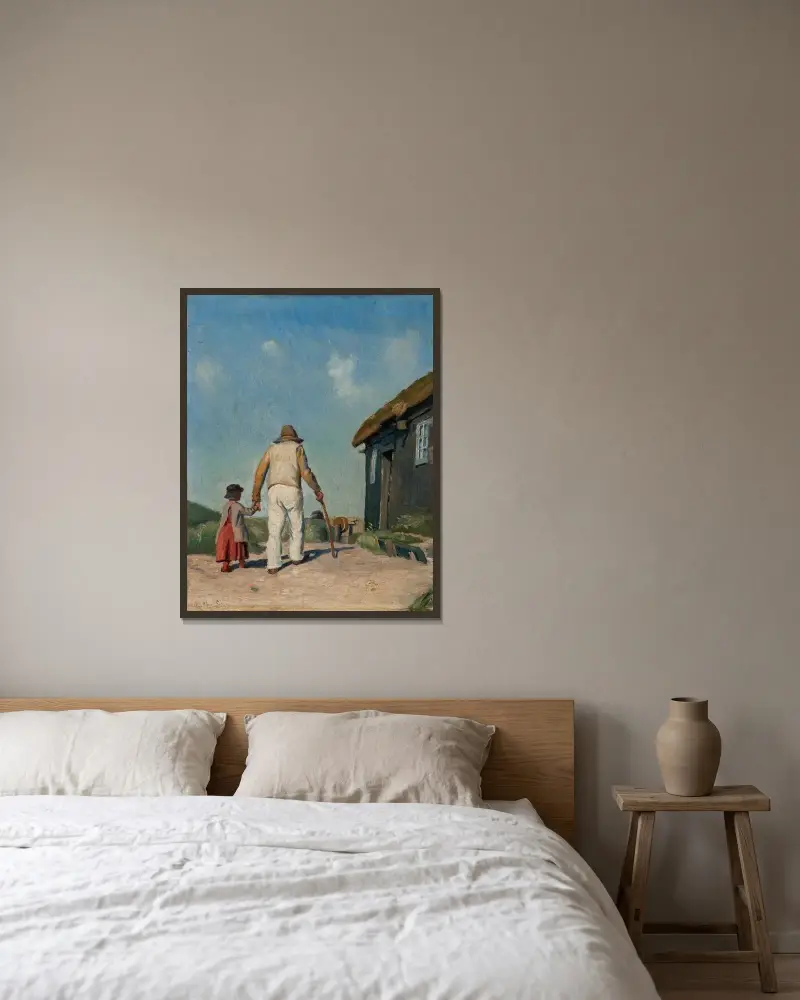 Blind Christian. Studie av Michael Ancher inramad på en vägg
