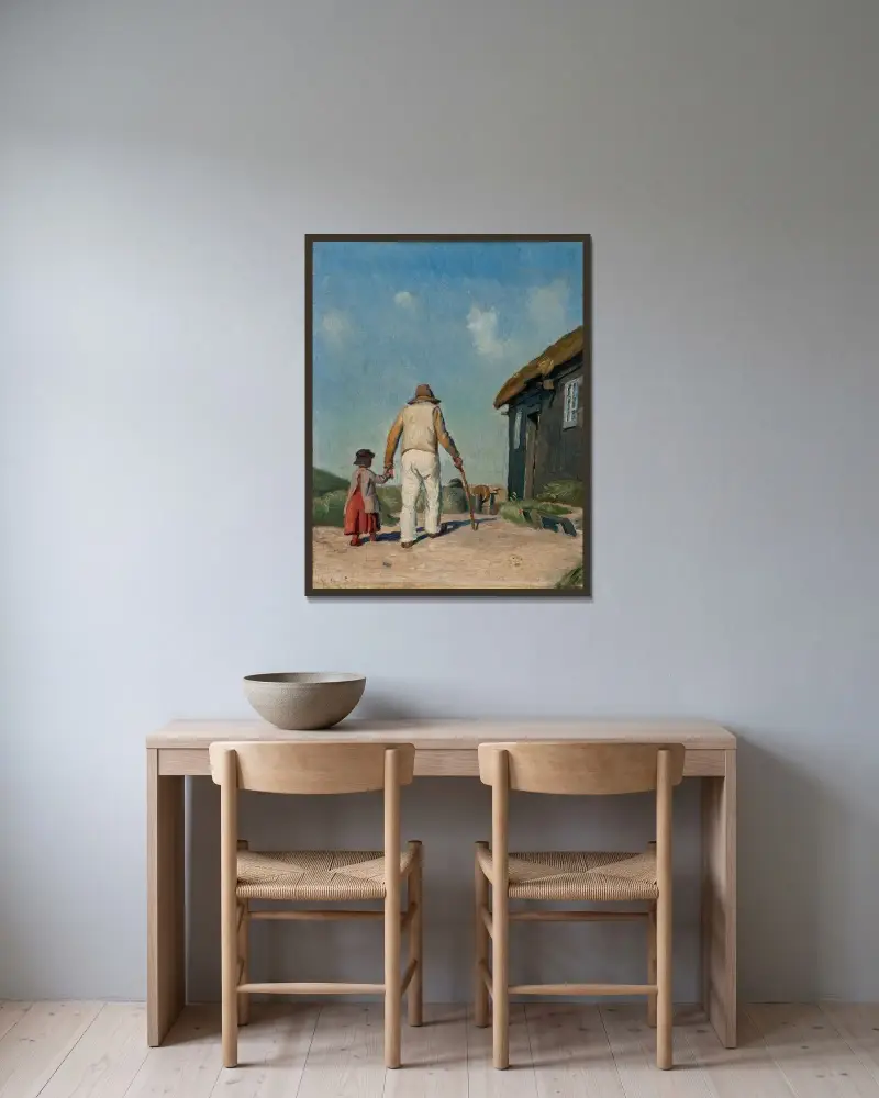 Blind Christian. Studie av Michael Ancher inramad på en vägg