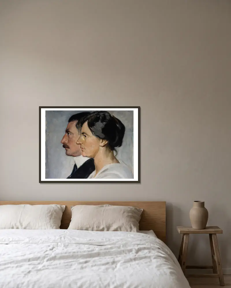 King Christian X and Queen Alexandrine of Denmark av Michael Ancher inramad på en vägg