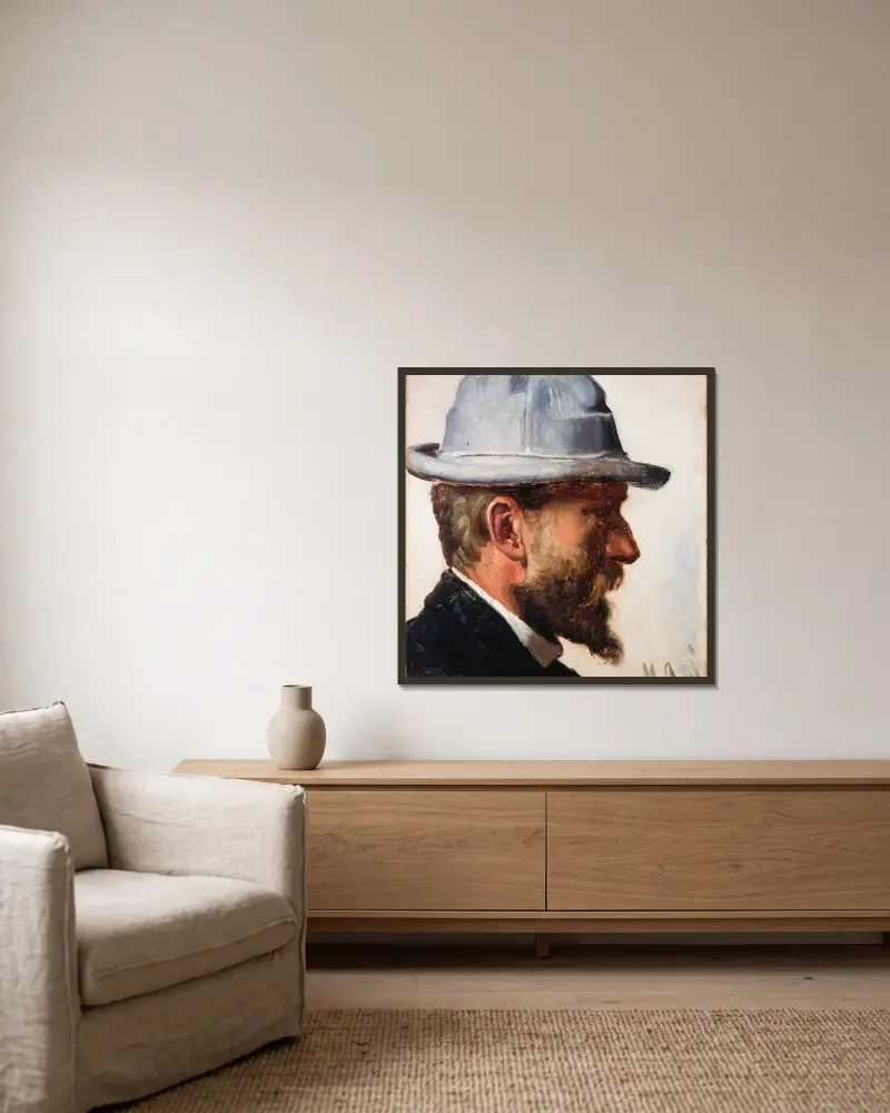 Niels Pedersen Mols von Michael Ancher gerahmt an einer Wand