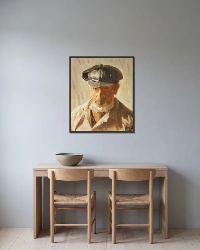 Skawbo mit Kasket von Michael Ancher gerahmt an einer Wand