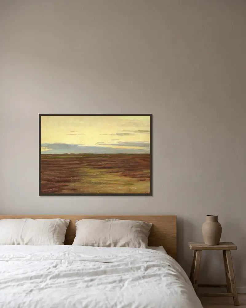 Sonnenuntergang über den Brovandene südlich von Skagen von Michael Ancher gerahmt an einer Wand