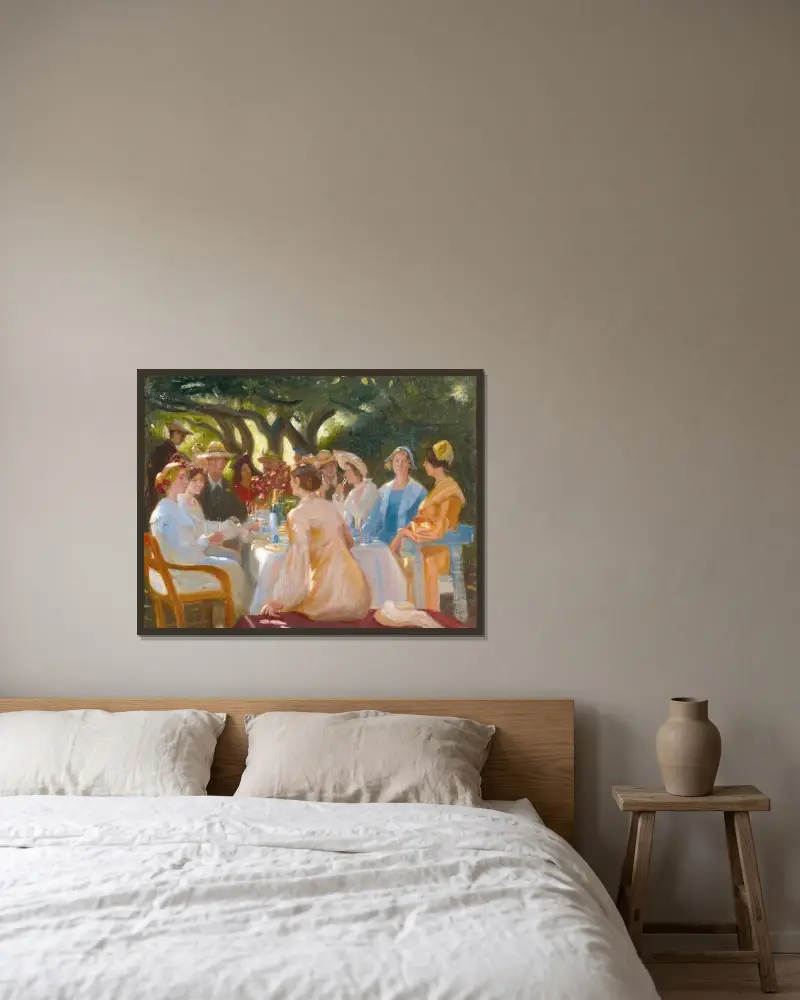 Das Mittagessen der Schauspieler, Skagen von Michael Ancher gerahmt an einer Wand