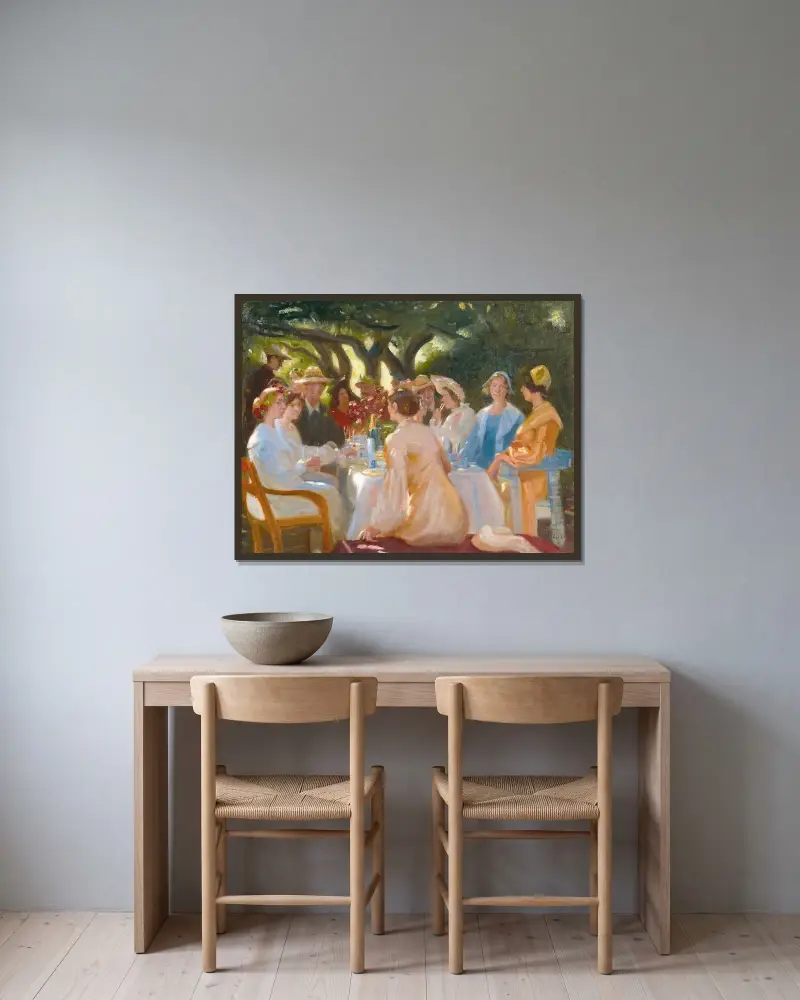 Das Mittagessen der Schauspieler, Skagen von Michael Ancher gerahmt an einer Wand