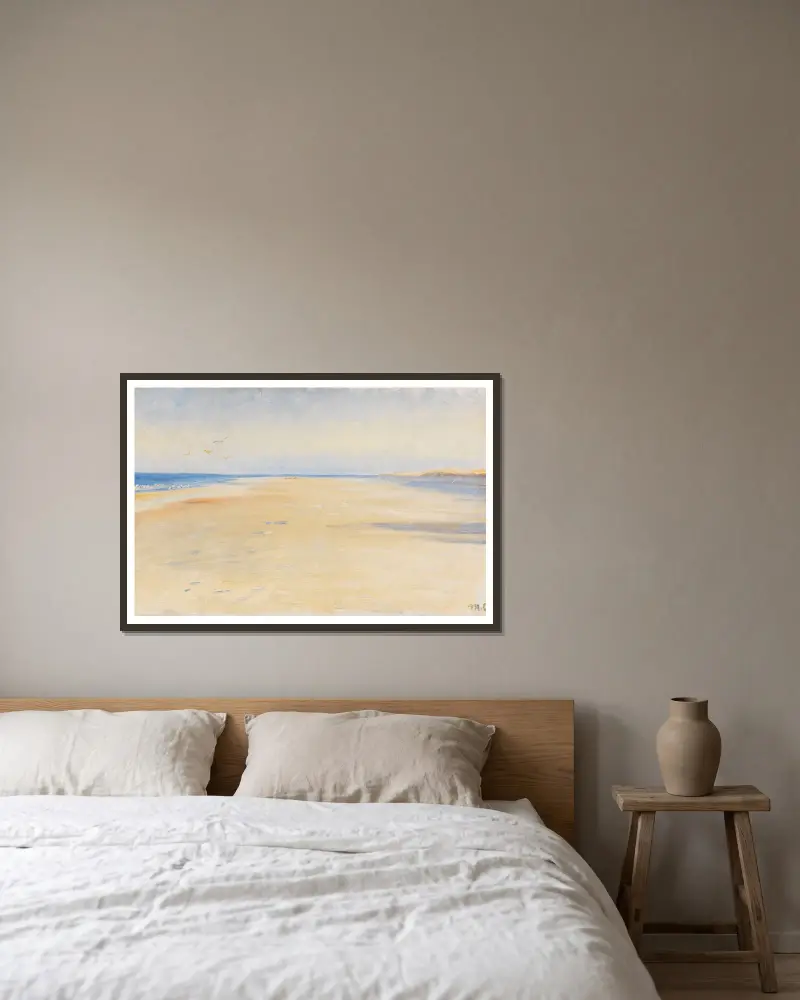 The beach at Skagen av Michael Ancher inramad på en vägg