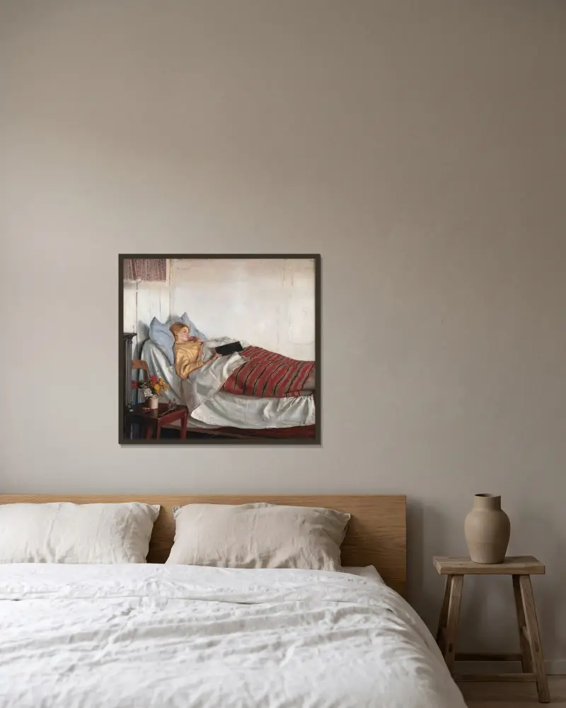 Das kranke Mädchen von Michael Ancher gerahmt an einer Wand