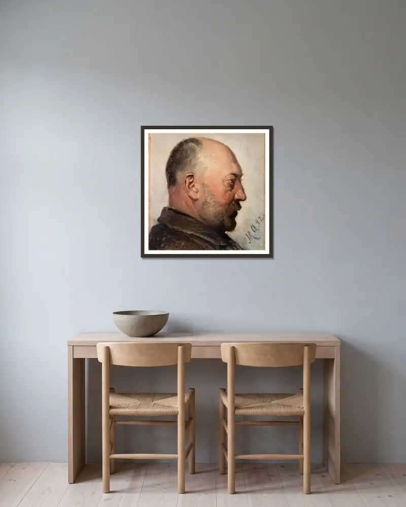 Thorvald Bindesbøll von Michael Ancher gerahmt an einer Wand