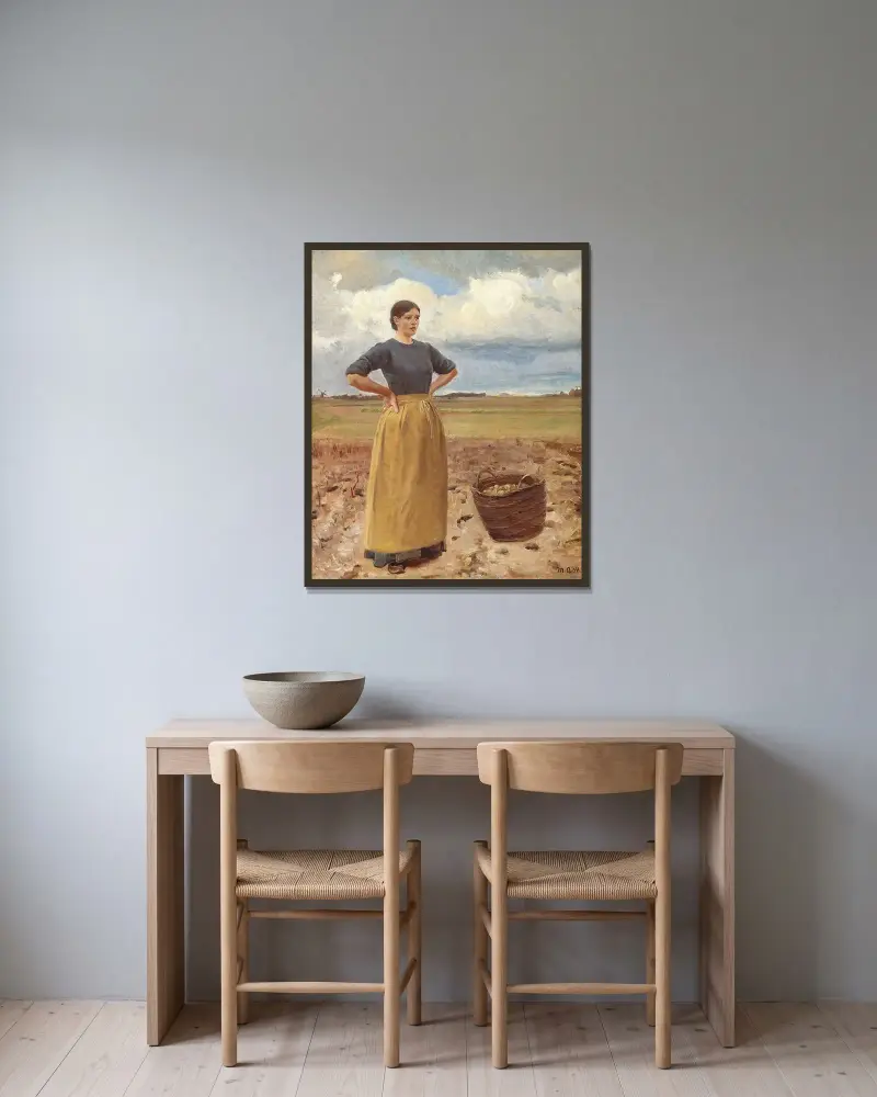 Junges Mädchen von Michael Ancher gerahmt an einer Wand