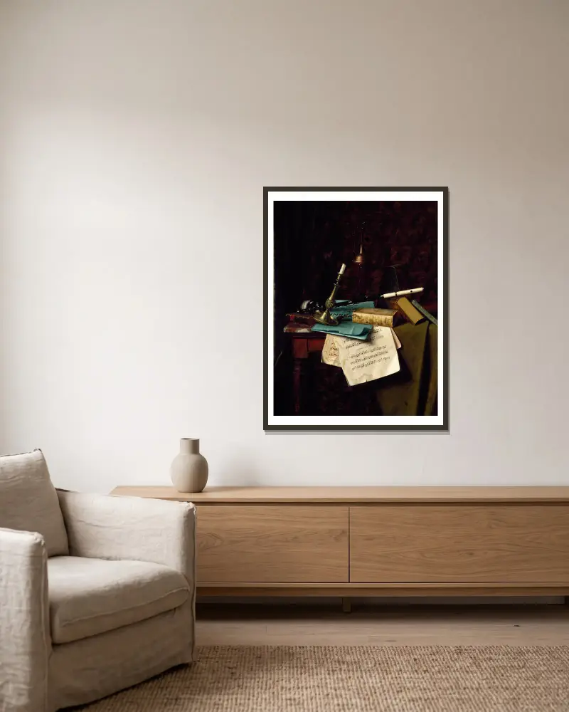 Die letzte Sommerrose von William Michael Harnett gerahmt an einer Wand