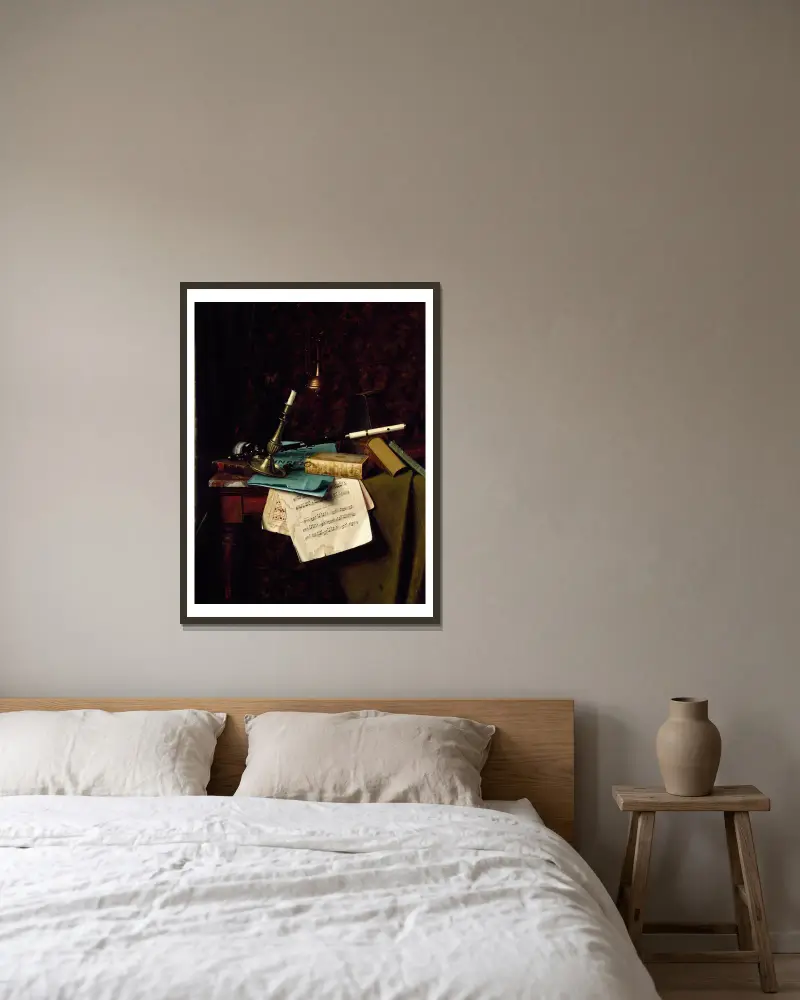 Die letzte Sommerrose von William Michael Harnett gerahmt an einer Wand