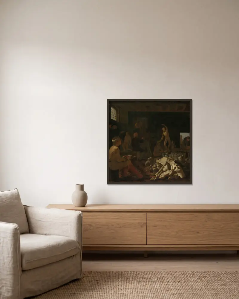 Malířův ateliér, Michael Sweerts v rámu na stěně