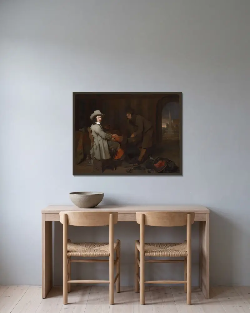 Anthonij de Bordes and His Valet av Michael Sweerts inramad på en vägg