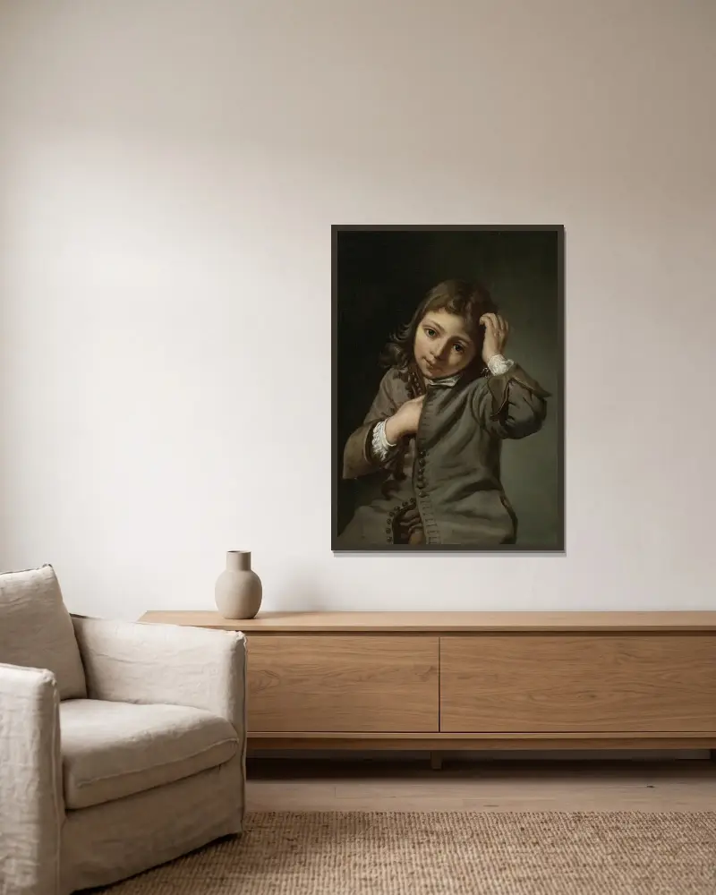 Chlapec, který si sahá na hlavu, Michael Sweerts v rámu na stěně