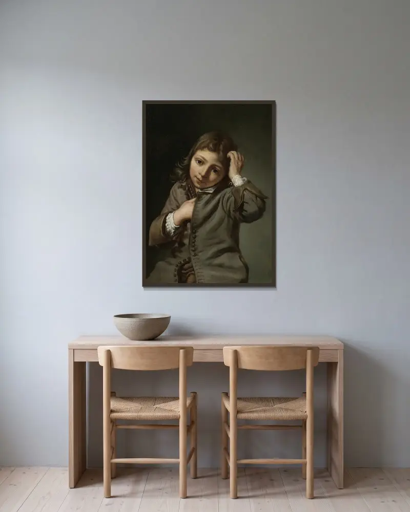 Chlapec, který si sahá na hlavu, Michael Sweerts v rámu na stěně
