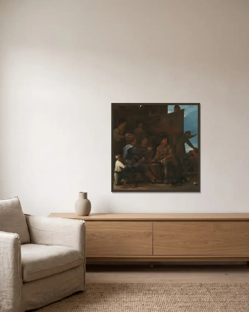 Die Kartenspieler von Michael Sweerts gerahmt an einer Wand