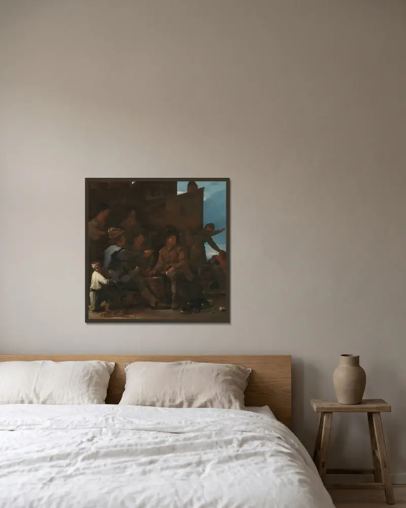 Die Kartenspieler von Michael Sweerts gerahmt an einer Wand