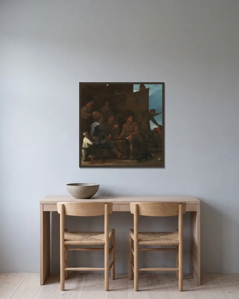 Die Kartenspieler von Michael Sweerts gerahmt an einer Wand