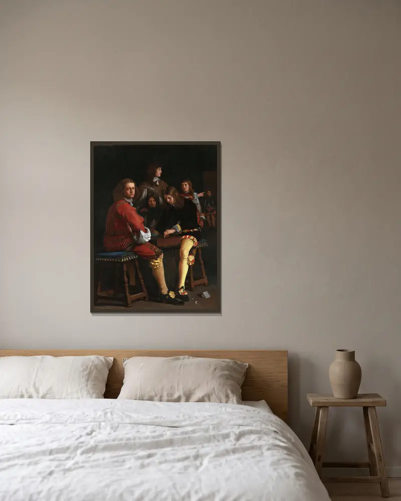 Die Damebrettspieler von Michael Sweerts gerahmt an einer Wand