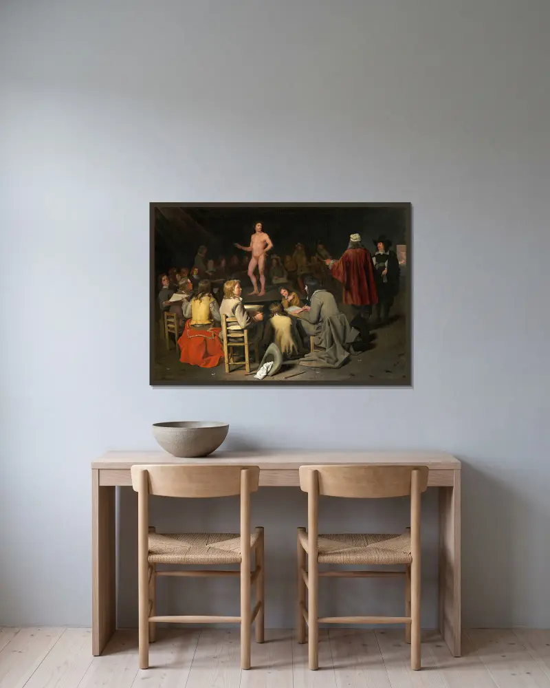 Kreslířská hodina, Michael Sweerts v rámu na stěně