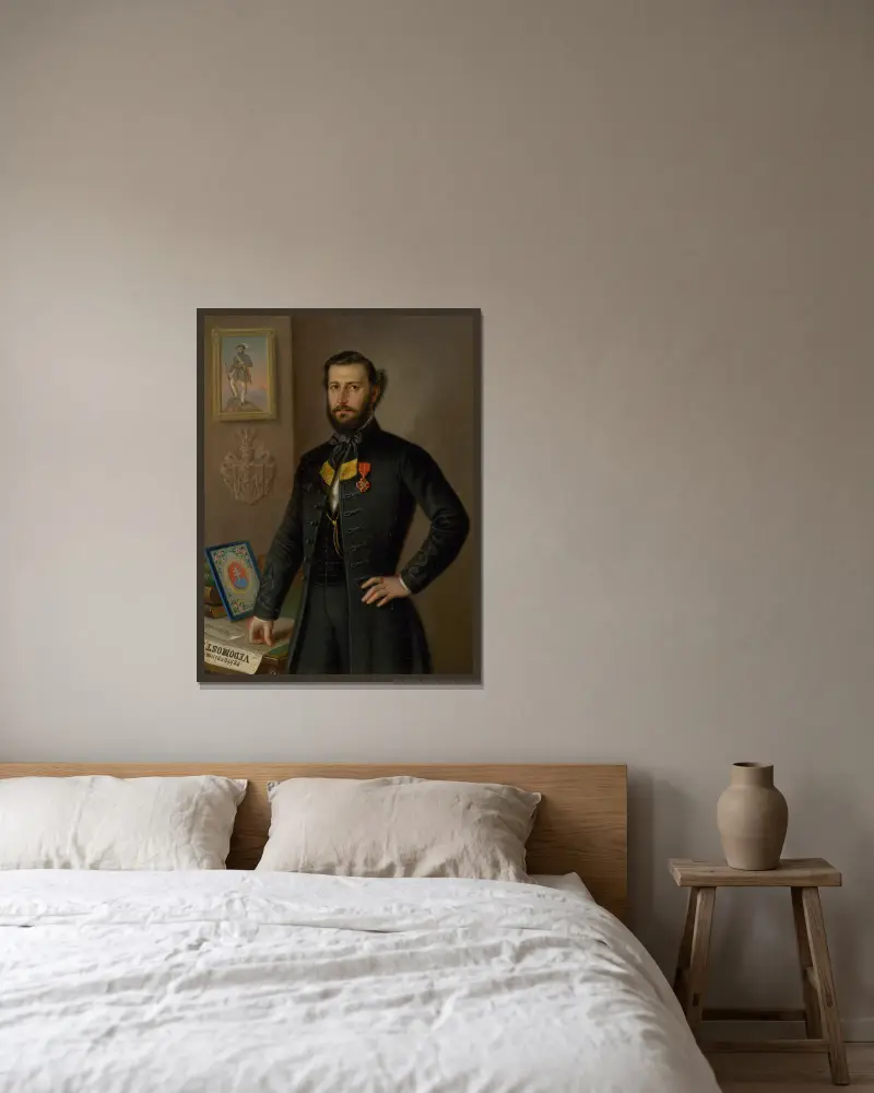 A study painting for the Portrait of Ján Francisci as Count of the Liptov County av Peter Michal Bohúň inramad på en vägg