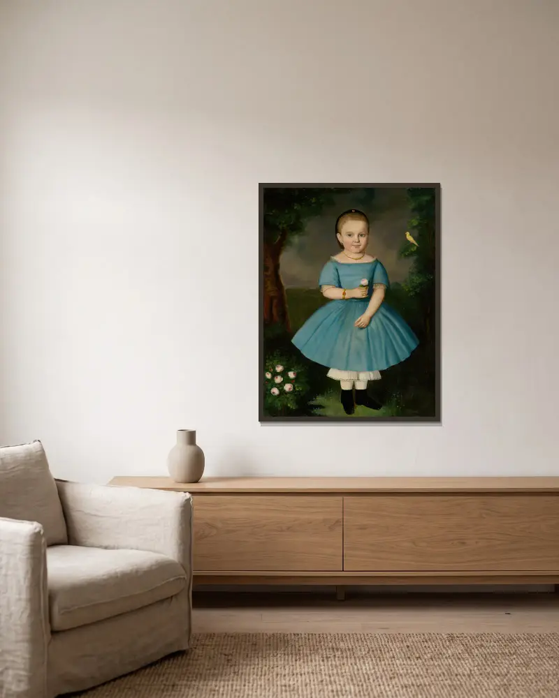 Little girl with a rose av Peter Michal Bohúň inramad på en vägg