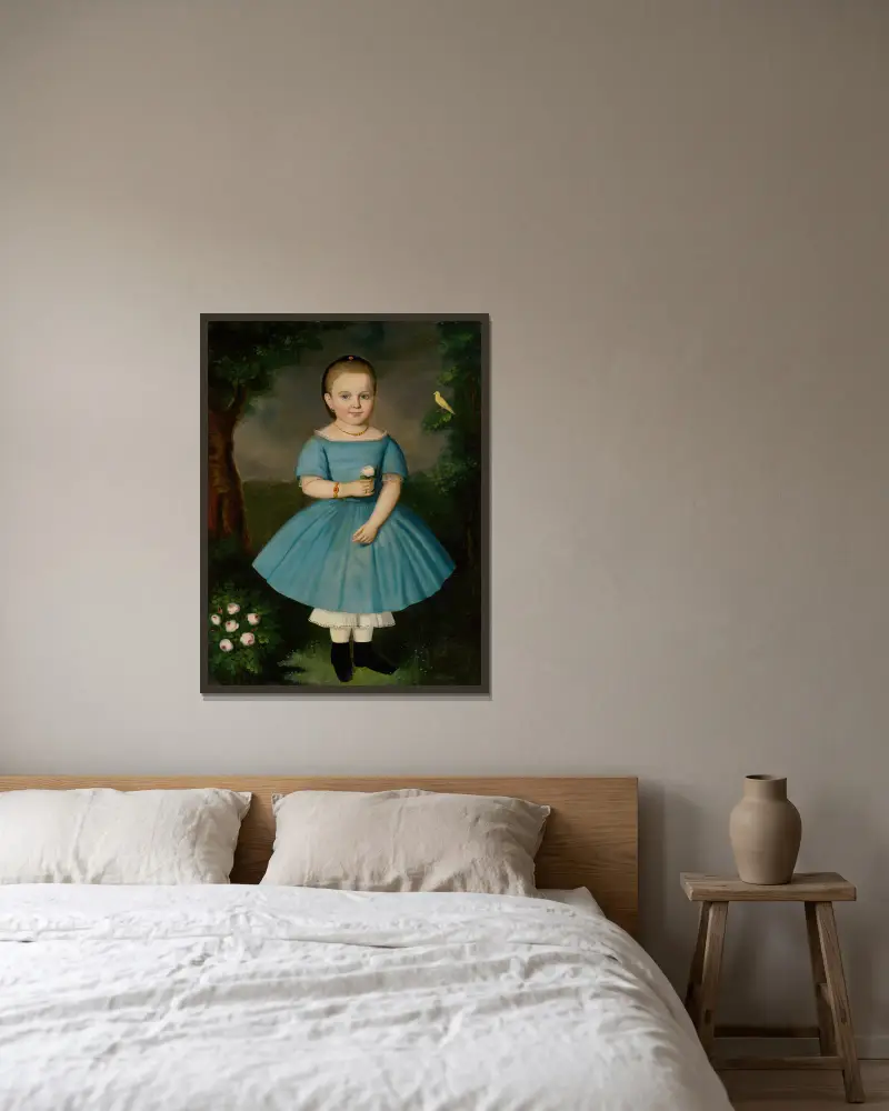 Little girl with a rose av Peter Michal Bohúň inramad på en vägg
