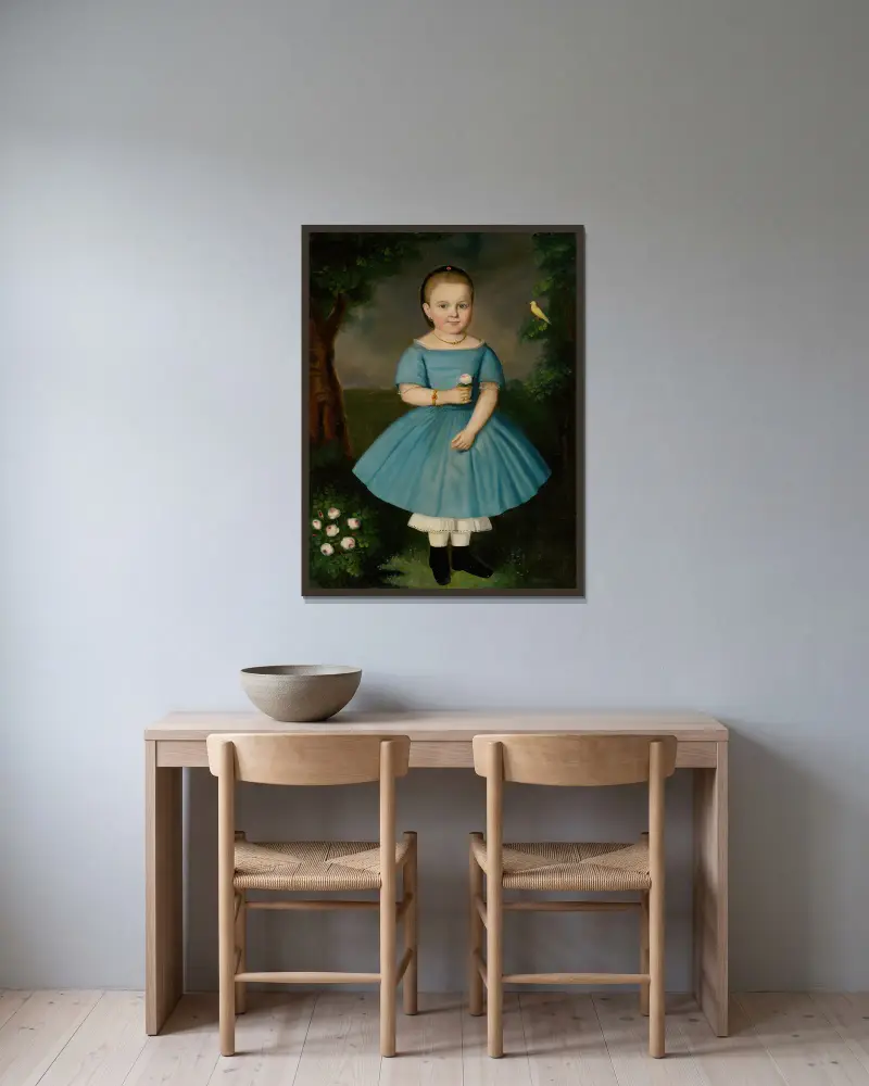 Little girl with a rose av Peter Michal Bohúň inramad på en vägg