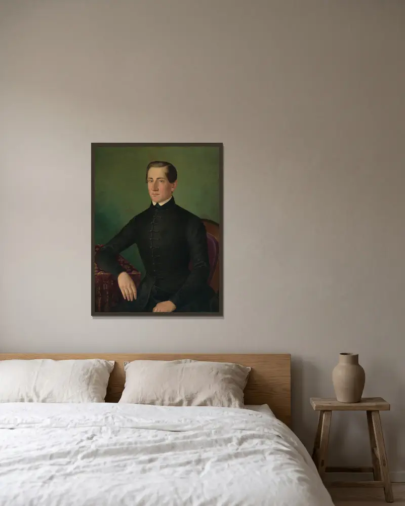 Portrait of a man, 1849 av Peter Michal Bohúň inramad på en vägg