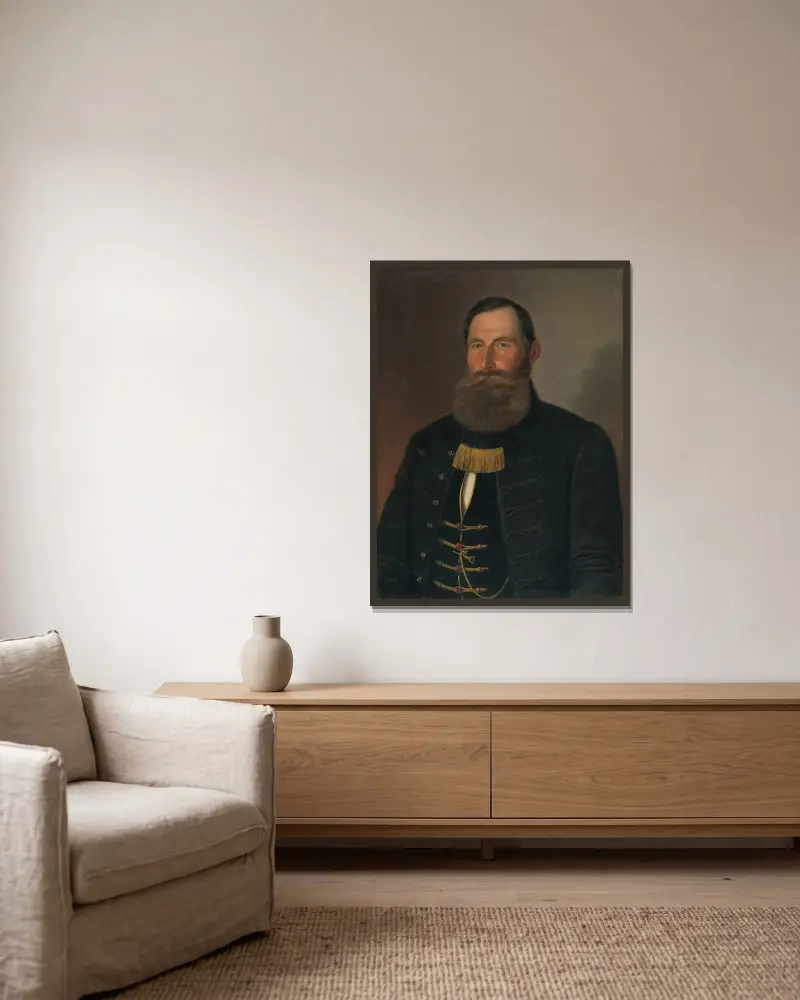 Porträt eines Mannes mit Kinn und Bart von Peter Michal Bohúň gerahmt an einer Wand