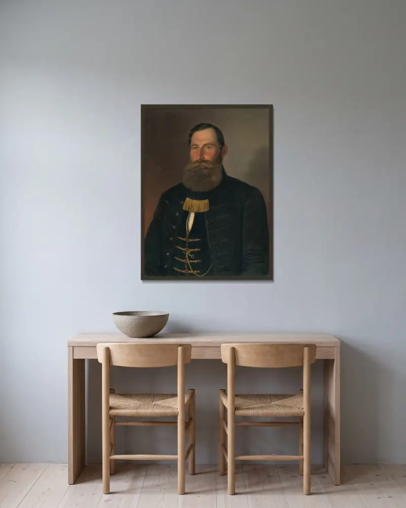 Porträt eines Mannes mit Kinn und Bart von Peter Michal Bohúň gerahmt an einer Wand