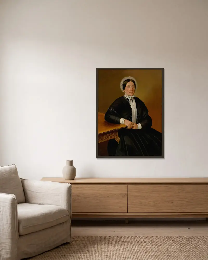 Porträt einer sitzenden alten Frau von Peter Michal Bohúň gerahmt an einer Wand