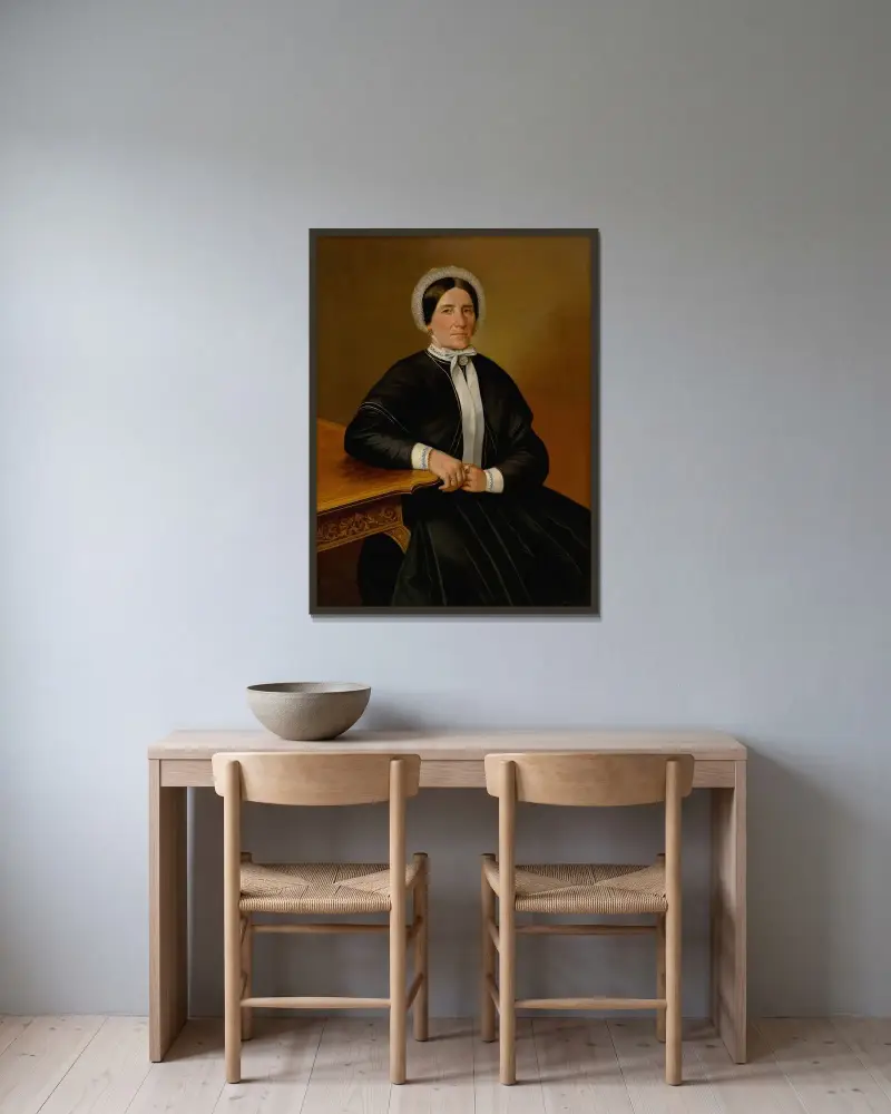 Porträt einer sitzenden alten Frau von Peter Michal Bohúň gerahmt an einer Wand