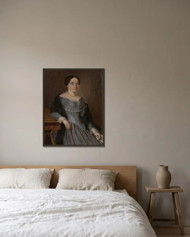 Porträt von Anna Makovicka von Peter Michal Bohúň gerahmt an einer Wand