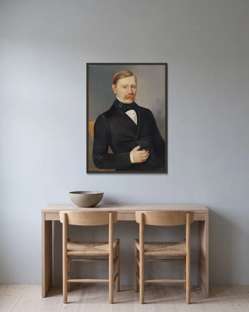 Porträt von August Horislav Krčméry von Peter Michal Bohúň gerahmt an einer Wand