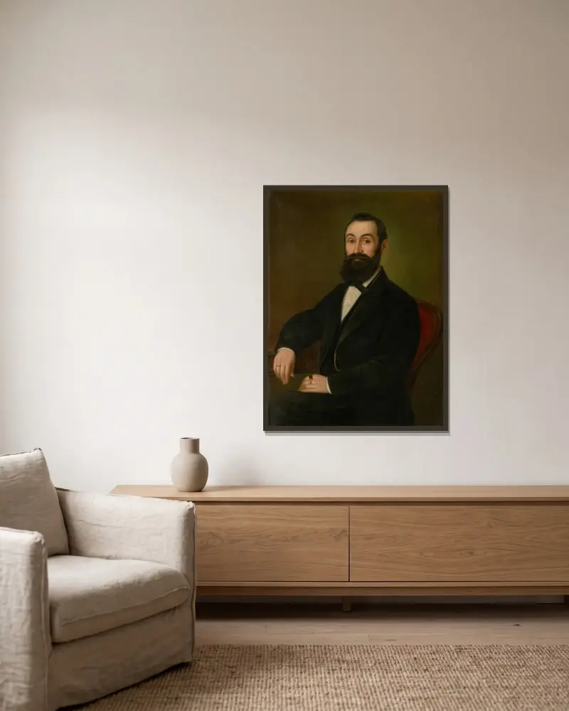 Porträt von Daniel Božtech Makovický von Peter Michal Bohúň gerahmt an einer Wand