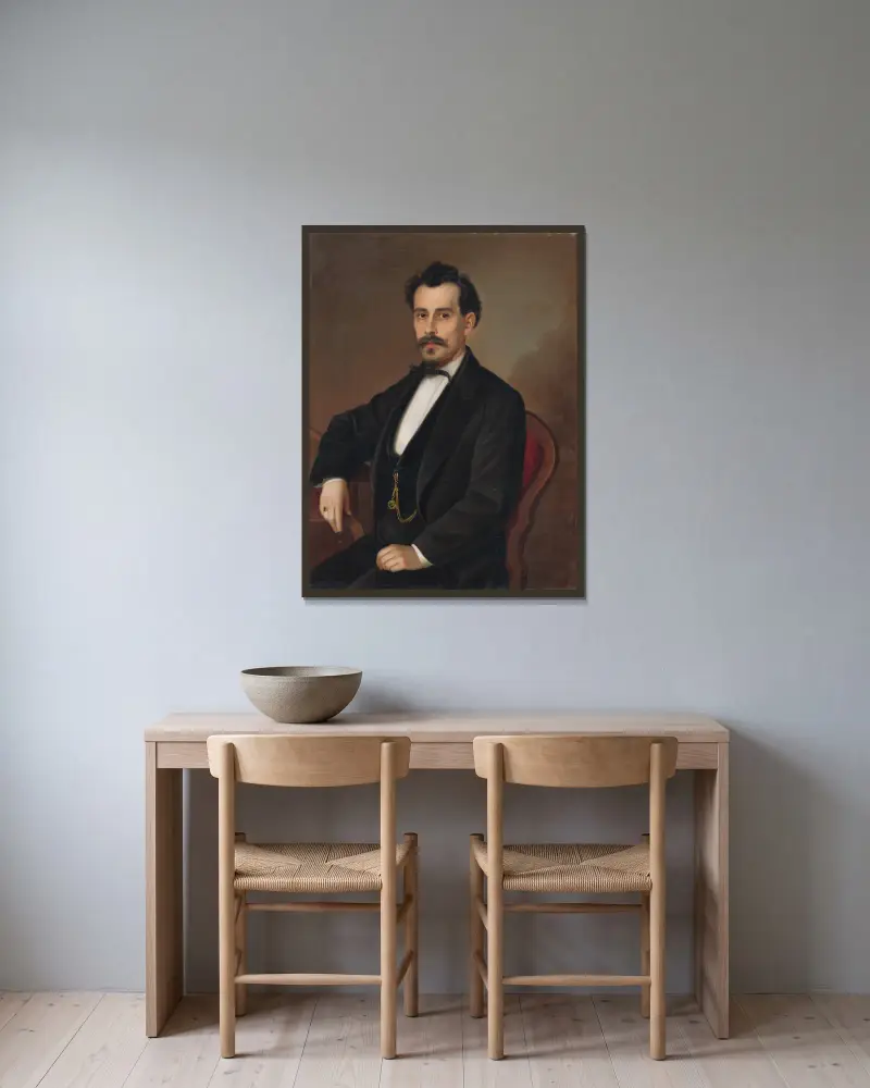Portrait of Gervay av Peter Michal Bohúň inramad på en vägg